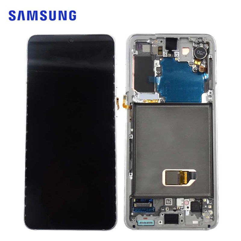 Ecran Samsung Galaxy S21 5G (SM-G991) Phantom Blanc Sans Caméra Service Pack