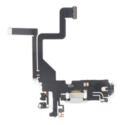 Charging Port Flex Cable for iPhone 14 Pro White without Logo
