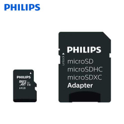 Scheda MicroSDXC Philips da 64 GB + adattatore CL10