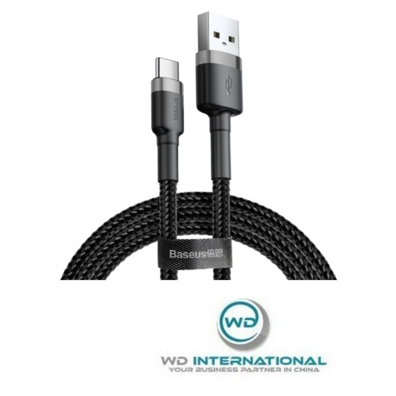 Câble Baseus Cafule de 3m USB vers USB-C 2A Noir/Gris