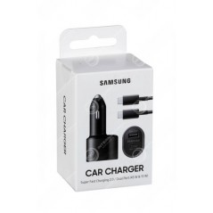 Double Chargeur Voiture 60W (15+45W) Power Delivery Samsung avec Câble USB C/USB C Noir