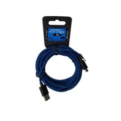 Câble Subsonic USB et Micro-USB 3M Bleu et Noir pour PS4, Xbox One, PS Vita 2000
