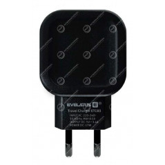 Adaptateur Secteur USB x2 3.4A Evelatus Noir (ETC03BK)