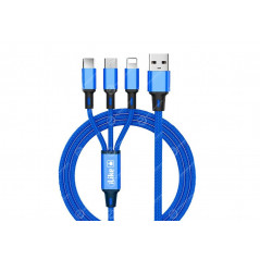 Câble 3 en 1 1.2M iLike Bleu (CCI02BE)