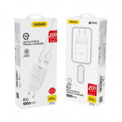 Adaptateur USB QC3.0 12W + Câble Lightning 1m Dudao Blanc