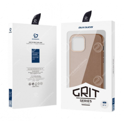 Coque iPhone 14 Dux Ducis Grit Simili Cuir Marron (Compatible MagSafe)