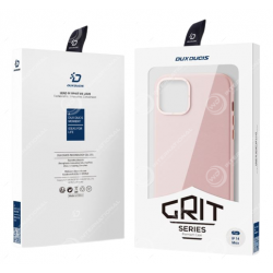 Coque iPhone 14 Plus Dux Ducis Grit Simili Cuir Rose (Compatible MagSafe)