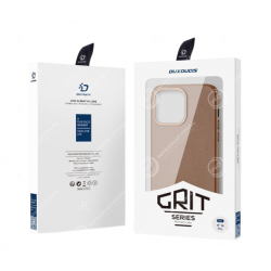 Coque iPhone 14 Pro Dux Ducis Grit Simili Cuir Marron (Compatible MagSafe)