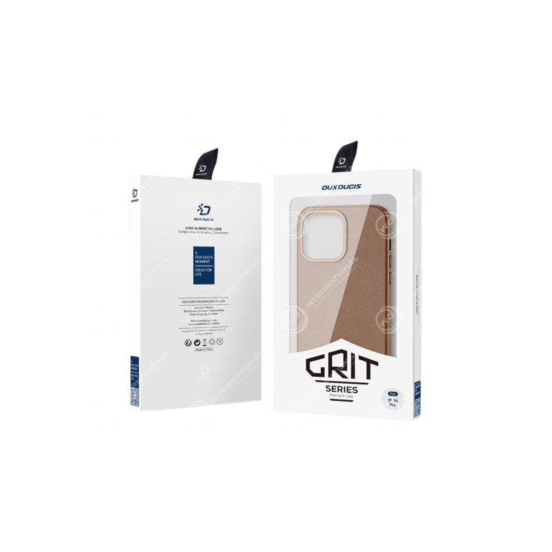 Coque iPhone 14 Pro Dux Ducis Grit Simili Cuir Marron (Compatible MagSafe)