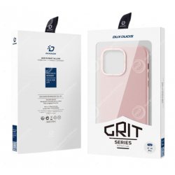 Coque iPhone 14 Pro Dux Ducis Grit Simili Cuir Rose (Compatible MagSafe)