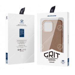 Coque iPhone 14 Pro Max Dux Ducis Grit Simili Cuir Marron (Compatible MagSafe)