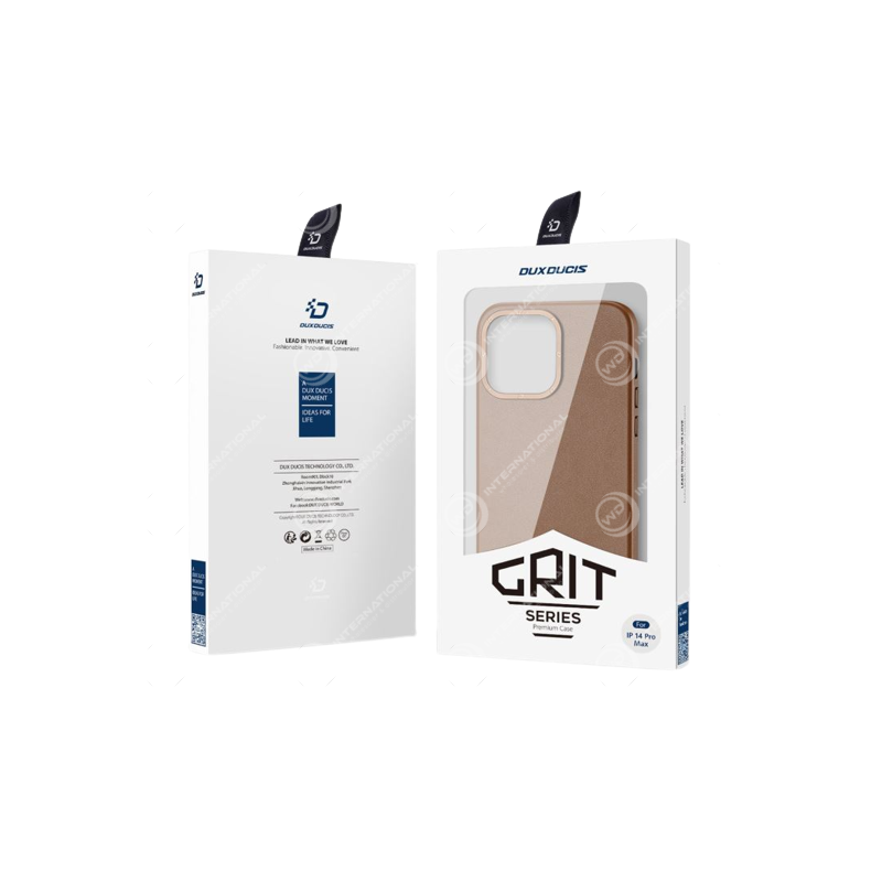 Coque iPhone 14 Pro Max Dux Ducis Grit Simili Cuir Marron (Compatible MagSafe)