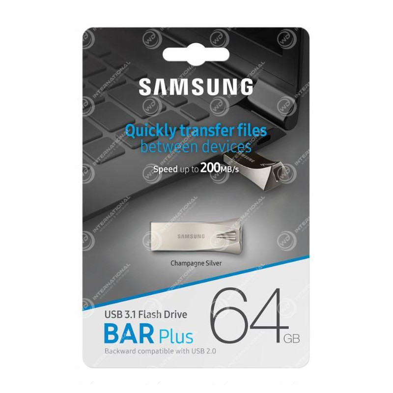 Clé USB Samsung BAR Plus 64GB 300MB/S Champagne Argent (MUF-64BE3/APC)