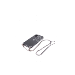 Coque en Silicone TPU iPhone 11 Pro Transparente avec Collier Strap Pro Argent Evelatus