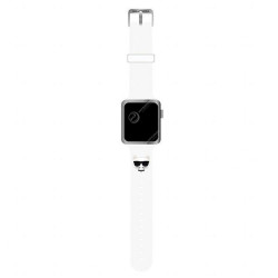 Bracelet Karl Lagerfeld pour Apple Watch 38 / 40 / 41mm Tête Choupette Silicone Blanc