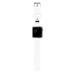 Bracelet Karl Lagerfeld pour Apple Watch 42 / 44 / 45mm Tête Karl Lagerfeld en Silicone Blanc