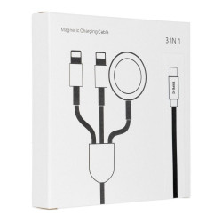 Cable 1x Tipo-C / 2x Lightning 8 Pin / 1x Apple Watch 3W 1A (C3168) Blanco