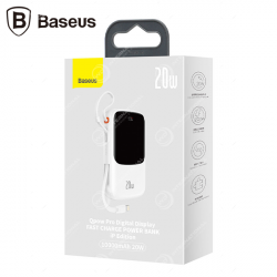 Batterie Externe Baseus Qpow 10000mAh Câble Lightning Intégré 20W Blanc