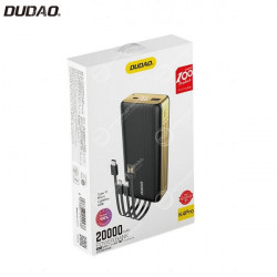 Batterie Externe Dudao Avec Câbles Intégrés USB / USB Type C / Lightning 20000mAh LED Noir