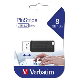 Clé USB 8GB Verbatim PinStripe Noir